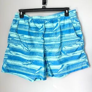 Men's Columbia PFG Omni-Shade Blue Striped Fish Swim Shorts